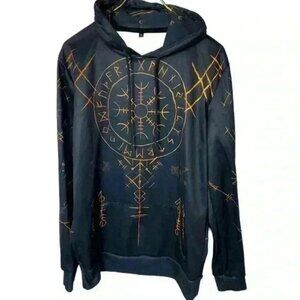 Helm of Awe Navy Blue Hoodie Size Small